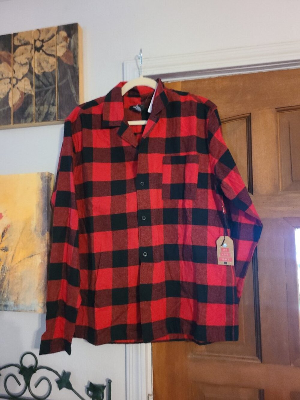 Forever 21 Checkered Flannel Sleep Shirt NWT SZ S Red Black Buffalo Plaid